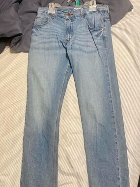 Wrangler Light Blue Regular Taper Jeans with Red Accent Stitching